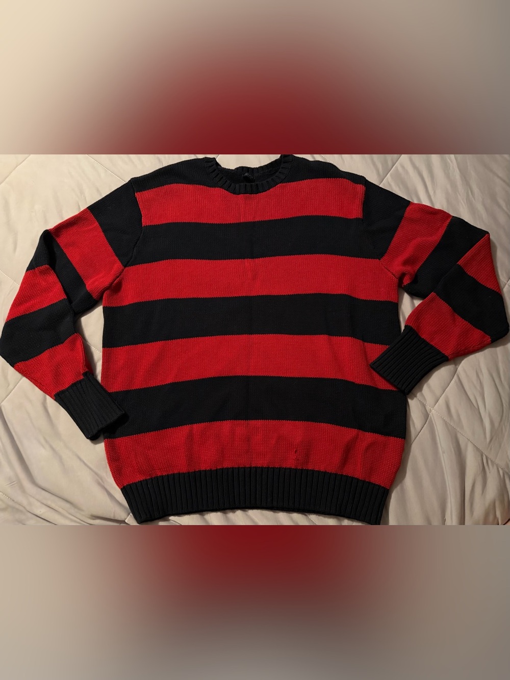 Brandy Melville John Galt Brianna Red Navy Striped Knit Sweater Drop Shoulder OS
